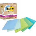 Post-it&reg; 100% Recycled Paper Super Sticky Notes, 3 in x 3 in, Oasis Collection