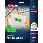 Avery&reg; High Visibility Neon ID Labels for Laser and Inkjet Printers, 1" x 2?" , Neon Green