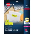 Avery&reg; High Visibility Neon ID Labels for Laser and Inkjet Printers, 1" x 2?" , Neon Yellow