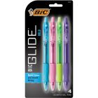 BIC Glide Bold Retractable Ballpoint Pens, Bold Point (1.6mm), Assorted Fashion Ink Pens, 4-Count Pack, Pens for School and Office Supplies