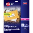 Avery&reg; Waterproof Labels 1" x 2?" , Permanent Adhesive, for Laser Printers