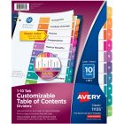 Avery&reg; Ready Index&reg; Table of Content Dividers for Laser and Inkjet Printers, 10 tabs, 1 set