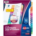 Avery&reg; Ready Index&reg; Table of Content Dividers for Laser and Inkjet Printers, 15 tabs, 1 set
