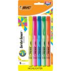 BIC Brite Liner Grip Highlighter, Chisel Tip, Assorted Colours, 5-Count, for Broad Highlighting or Fine Underlining