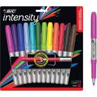 BIC Intensity Permanent Markers, Fine Tip Permanent Markers, Assorted Colours, 12-Count Pack, Black Markers for School Supplies and Office Supplies
