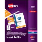Avery&reg; Vertical Name Badge and Ticket Inserts for Laser and Inkjet Printers, 6" x 4-1/4"