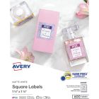Avery&reg; Matte White Square Labels 1½" x 1½" , Permanent Adhesive, for Laser and Inkjet Printers