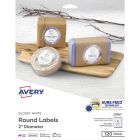 Avery&reg; Glossy White Round Labels 2" Diameter, Permanent Adhesive, for Laser and Inkjet Printers