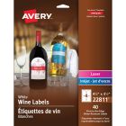 Avery&reg; White Arched Wine Bottle Labels 4¾" x 3½" , Permanent Adhesive, for Laser and Inkjet Printers