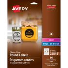 Avery&reg; Glossy Clear Round Labels 2" Diameter, Permanent Adhesive, for Laser and Inkjet Printers