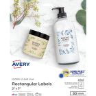 Avery&reg; Glossy Clear Rectangle Labels 2" x 3" , Permanent Adhesive, for Laser and Inkjet Printers