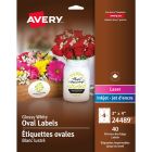 Avery&reg; Glossy White Oval Labels 3" x 4" , Permanent Adhesive, for Laser and Inkjet Printers