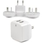 Star Tech.com Travel USB Wall Charger - 2 Port - White - Universal Travel Adapter - International Power Adapter - USB Charger