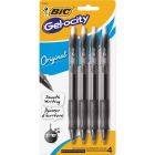 BIC Gel-ocity Original Black Gel Pens, Medium Point (0.7 mm), 4-Count Pack, Retractable Gel Pens With Comfortable Grip