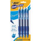 BIC Gel-ocity Original Blue Gel Pens, Medium Point (0.7 mm), 4-Count Pack, Retractable Gel Pens With Comfortable Grip