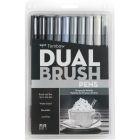 Tombow Dual Brush Art Pen 10-piece Set - Grayscale Colours