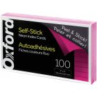 Oxford Self-Stick Index Cards, 3" X 5" , Ruled, Neon, 100 Per Pack