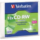 Verbatim 95161 CD Rewritable Media - CD-RW - 12x - 700 MB  Slim Case