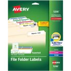 Avery&reg; Filing Labels with TrueBlock&trade; Technology for Laser and Inkjet Printers, ?" x 3-7/16" , Assorted Colours, 600/pk