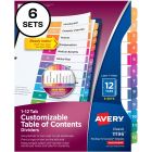 Avery&reg; Ready Index&reg; Table of Content Dividers for Laser and Inkjet Printers, 12 tabs, 6 sets