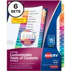 Avery&reg; Ready Index&reg; Table of Content Dividers for Laser and Inkjet Printers, 15 tabs, 6 sets