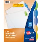 Avery&reg; Insertable Style Edge&trade; Plastic Dividers, 5 tabs, 1 set