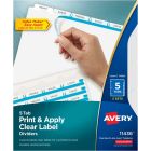 Avery&reg; Print & Apply Clear Label Dividers with Index Maker&reg; Easy Apply&trade; Labels for Laser and Inkjet Printers, 5 tabs, 5 sets