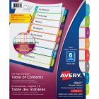 Avery&reg; Ready Index&reg; Customizable Table of Contents Dividers for Laser and Inkjet Printers, 8 tabs, 1 set