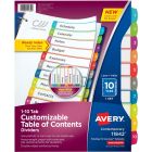 Avery&reg; Ready Index&reg; Customizable Table of Contents Dividers for Laser and Inkjet Printers, 10 tabs, 1 set