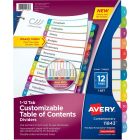 Avery&reg; Ready Index&reg; Customizable Table of Contents Dividers for Laser and Inkjet Printers, 12 tabs, 1 set