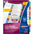 Avery&reg; Ready Index&reg; Customizable Table of Contents Dividers for Laser and Inkjet Printers, Jan-Dec tabs, 1 set