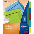 Avery&reg; Big Tab&trade; Insertable Plastic Dividers for Laser and Inkjet Printers, 9¼" x 11?" , 5 tabs, 1 set