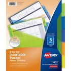Avery&reg; Big Tab&trade; Insertable Plastic Dividers with Pockets for Laser and Inkjet Printers, 9¼" x 11?" , 5 tabs, 1 set