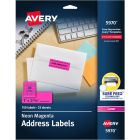 Avery&reg; High Visibility Neon ID Labels for Laser and Inkjet Printers, 1" x 2?" , Neon Pink