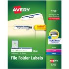 Avery&reg; Filing Labels with TrueBlock&trade; Technology for Laser and Inkjet Printers, ?" x 3-7/16" , Blue