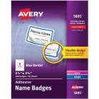 Avery&reg; Flexible Name Badges for Laser and Inkjet Printers, 3?" x 2?" , Blue Border