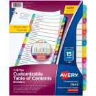 Avery&reg; Ready Index&reg; Customizable Table of Contents Dividers for Laser and Inkjet Printers, 15 tabs, 1 set