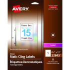 Avery&reg; Clear Static Cling Labels 8½" X 11" , Repositionable, for Laser Printers