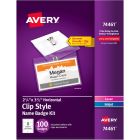 Avery&reg; Garment Friendly Clip Style Name Badge Kit for Laser and Inkjet Printers, 2¼" x 3½"