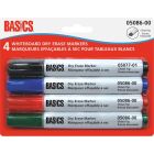 Basics Dry Erase Whiteboard Markers Chisel Assorted colors 4/set