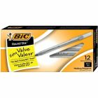 BIC Round Stic Extra Life Black Ballpoint Pens, Medium Point (1.0mm), 12-Count Pack of Bulk Pens, Flexible Round Barrel for Writing Comfort, No. 1 Selling Ballpoint Pens