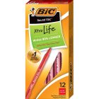 BIC Round Stic Extra Life Red Ballpoint Pens, Medium Point (1.0mm), 12-Count Pack of Bulk Pens, Flexible Round Barrel for Writing Comfort, No. 1 Selling Ballpoint Pens