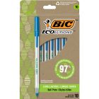 BIC Ecolutions Round Stic Ballpoint Pens, Medium Point (1.0mm), 10-Count Pack, Blue Ink Pens Made from 97% Recycled Plastic