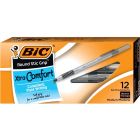 BIC Round Stic Grip Extra Comfort Black Ballpoint Pens, Medium Point (1.2mm), 12-Count Pack, Perfect Writing Pens With Soft Grip for Superb Comfort and Control