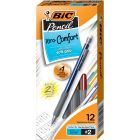 BIC Pencil Extra Comfort Mechanical Pencil, Medium Point (0.7mm), Black, Soft Grip For Comfort & Added Control, 12-Count