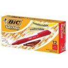BIC Soft Feel Red Retractable Ballpoint Pens, Medium Point (1.0 mm), 12-Count Pack, Red Pens With Soft-Touch Comfort Grip