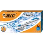 BIC Clic Stic Blue Retractable Ballpoint Pens, Medium Point (1.0mm), 12-Count Pack, Round Barrel Design for Comfortable Writing