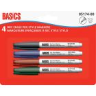 Basics&reg; Dry Erase Pen Style Markers Fine Assorted Colours 4/pkg