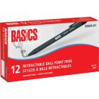Basics&reg; Retractable Ball Point Pen Medium Black 12/box