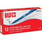 Basics&reg; Retractable Ball Point Pen Medium Blue 12/box